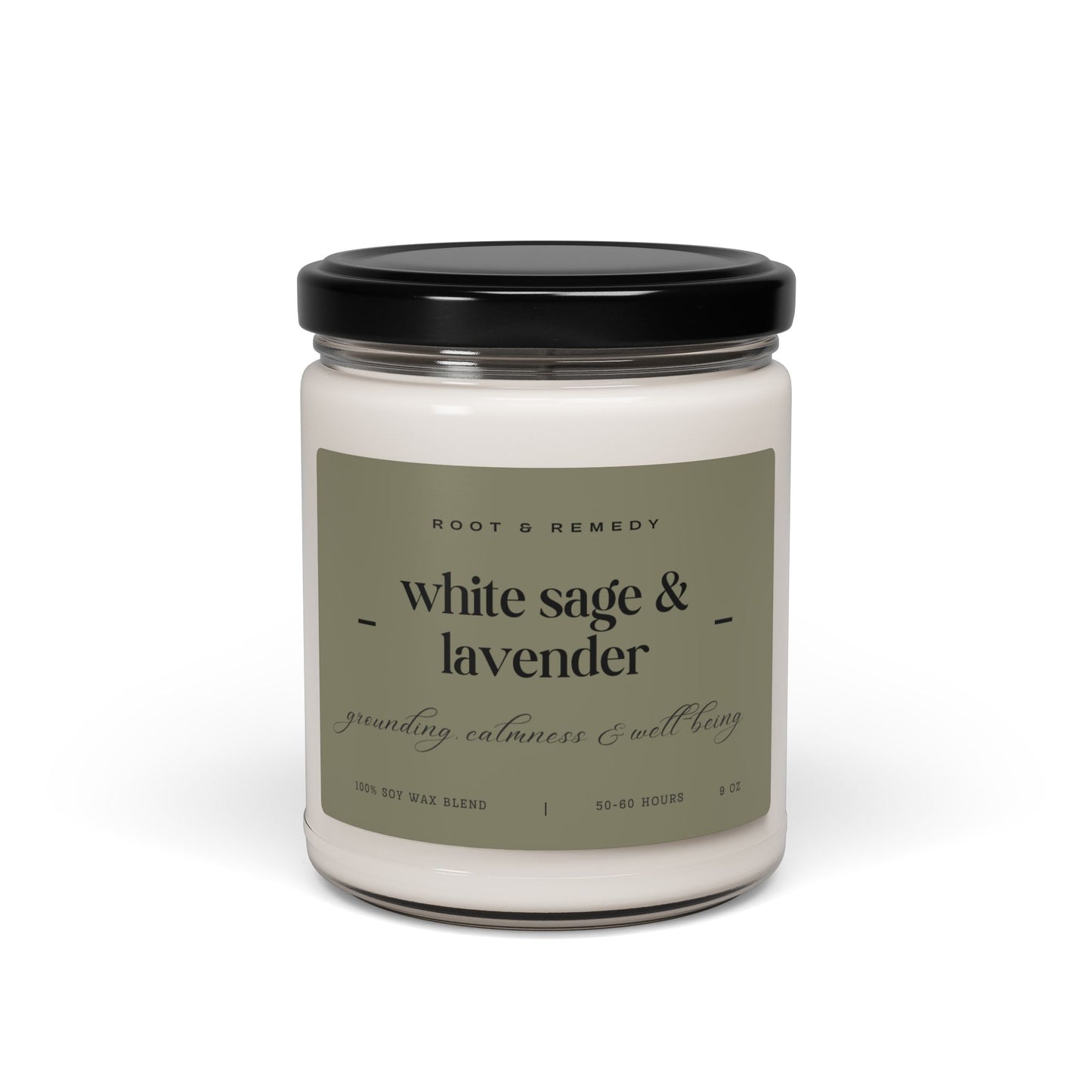 Calming White Sage & Lavender Candle - 9oz Scented Soy Wax for Grounding and Well-Being