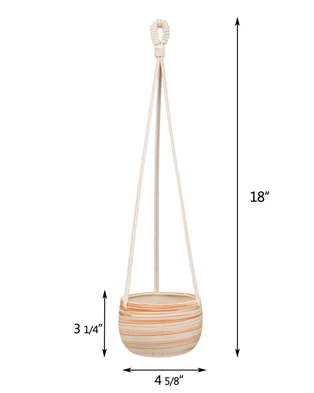 Mkono Ceramic Hanging Planter Macrame Plant Holder 5 Inch Cute Succulent Cactus Pot with Cotton Rope Hanger for Indoor Outdoor Decor, 1 Pack