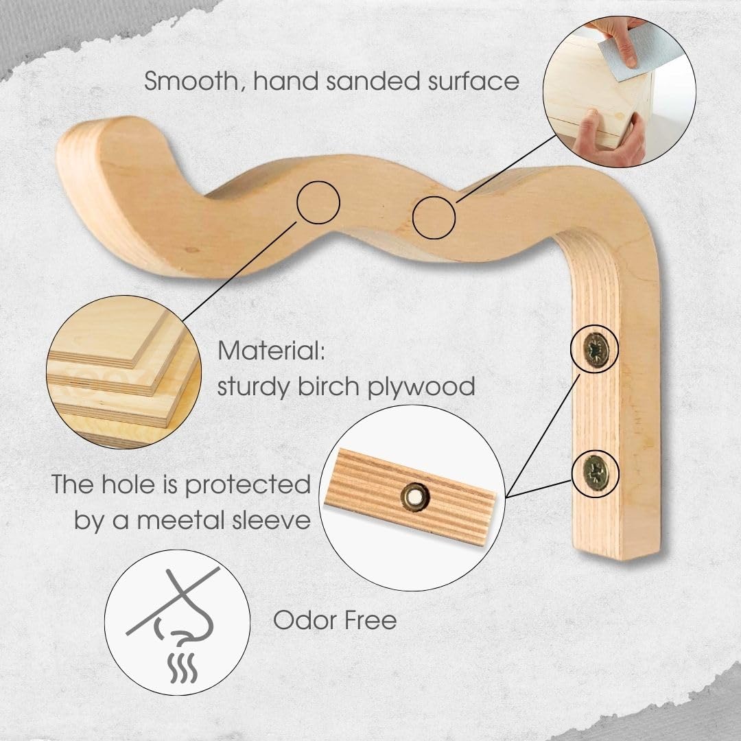 Wavy Wooden Wall Hook 2PCS