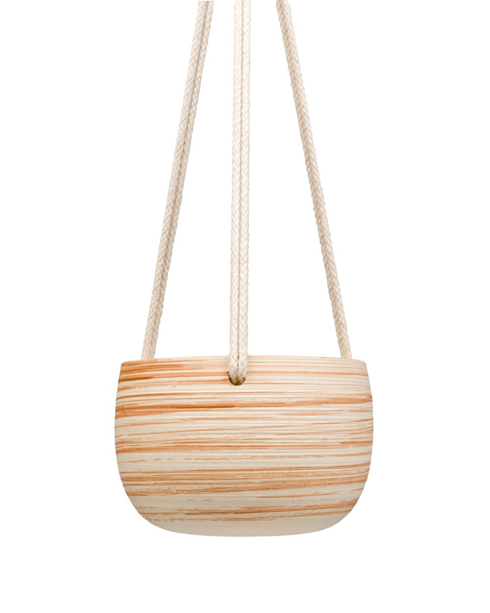 Mkono Ceramic Hanging Planter Macrame Plant Holder 5 Inch Cute Succulent Cactus Pot with Cotton Rope Hanger for Indoor Outdoor Decor, 1 Pack