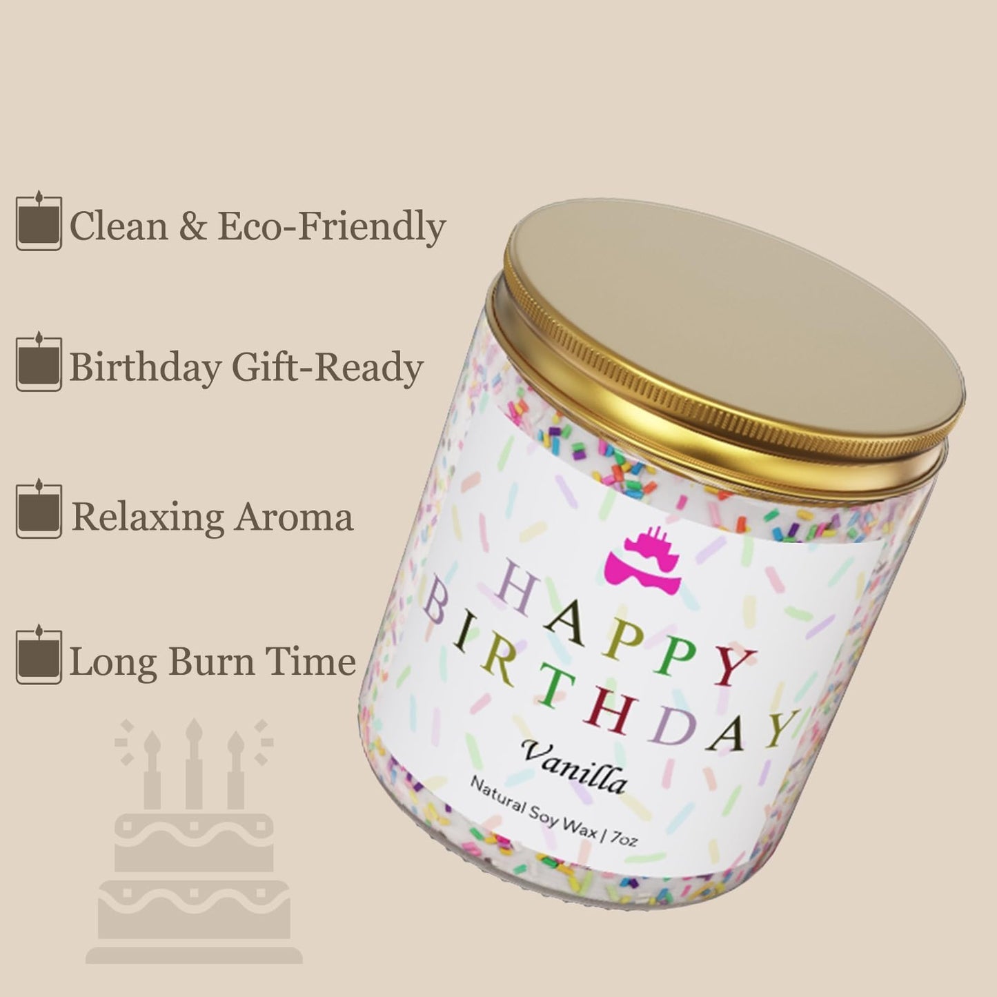 Happy Birthday Candle | Natural Soy Wax Vanilla Scented Candles