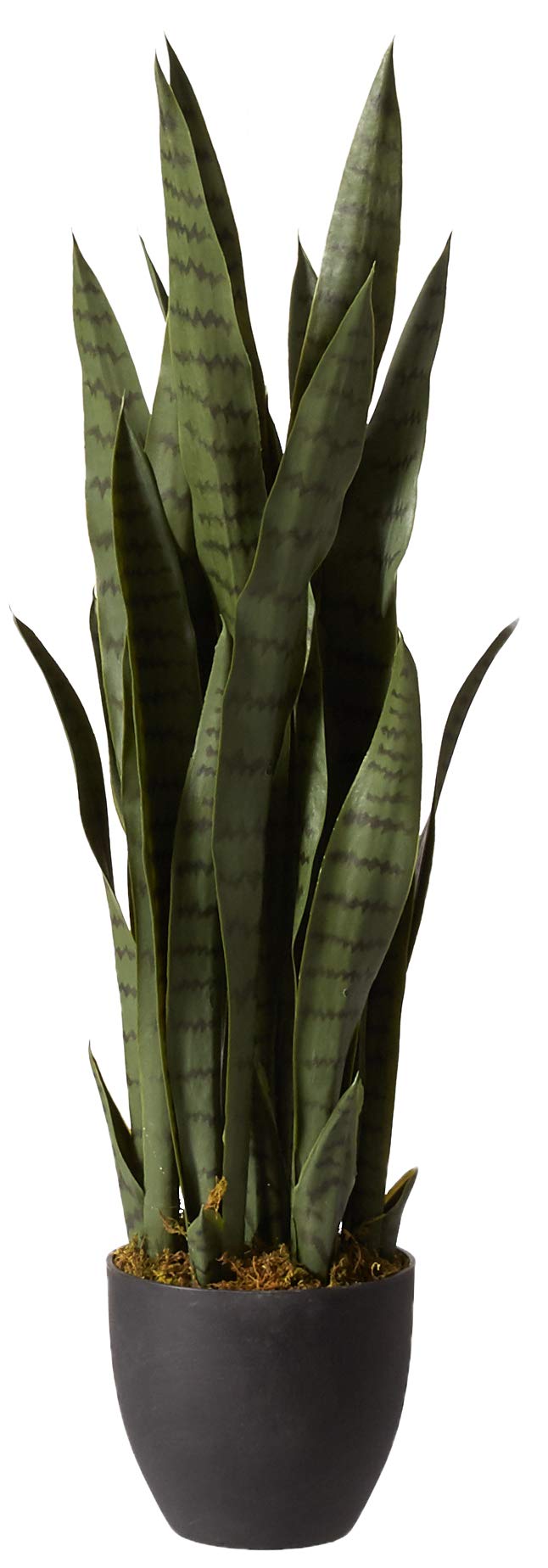 Nearly Natural Sansevieria & Black Planter