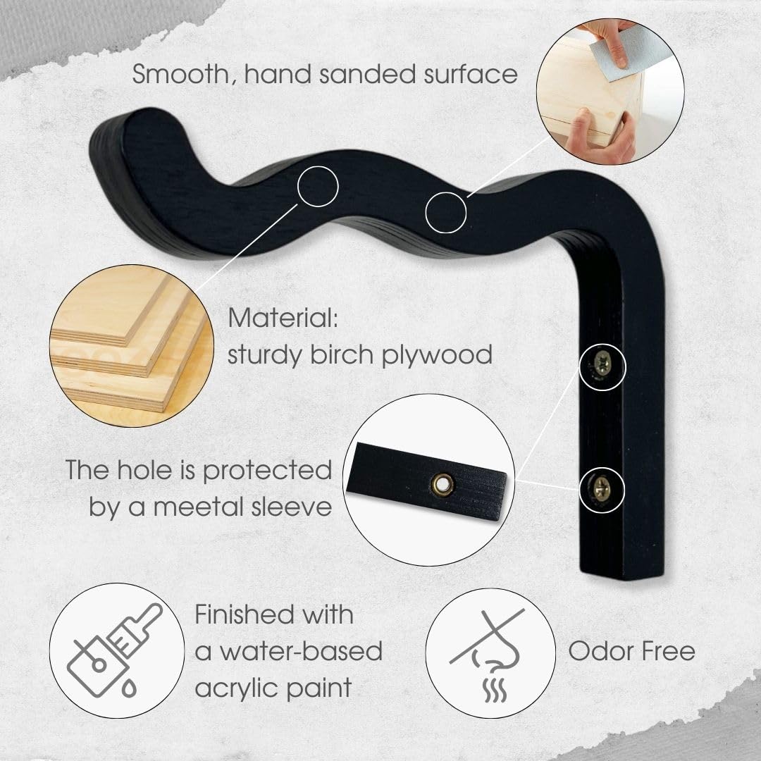 Wavy Wooden Wall Hook 2PCS