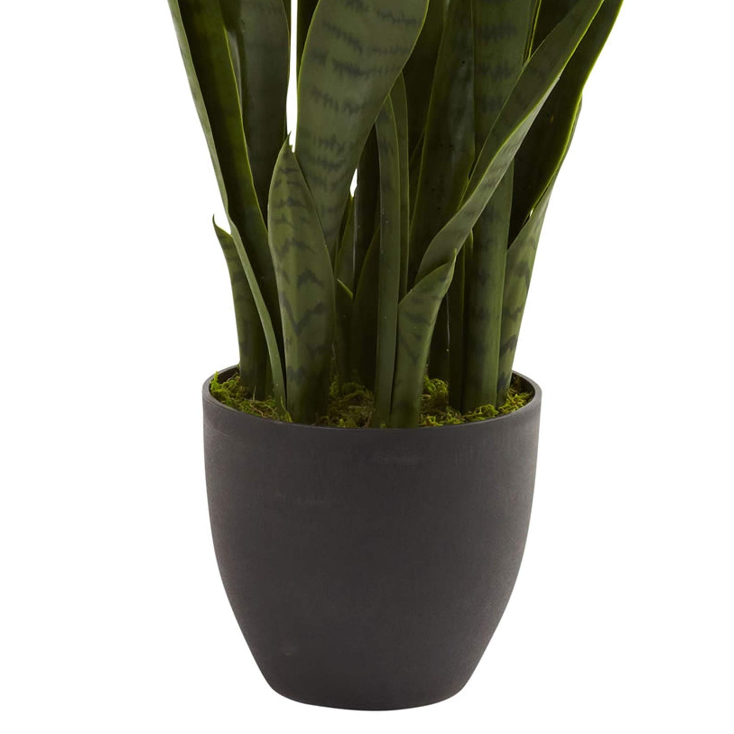 Nearly Natural Sansevieria & Black Planter