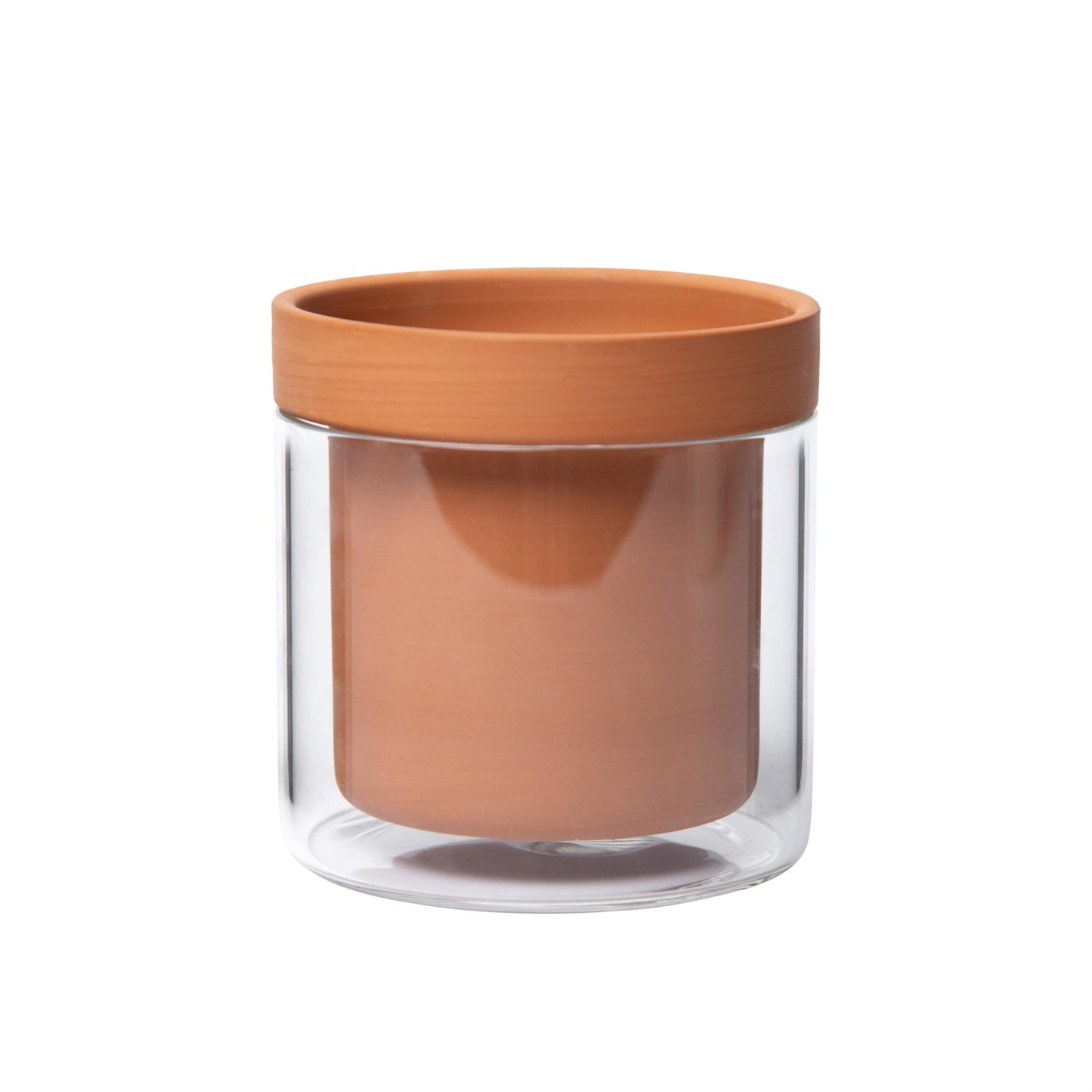 Self Watering Planter Pot Terracotta and Glass
