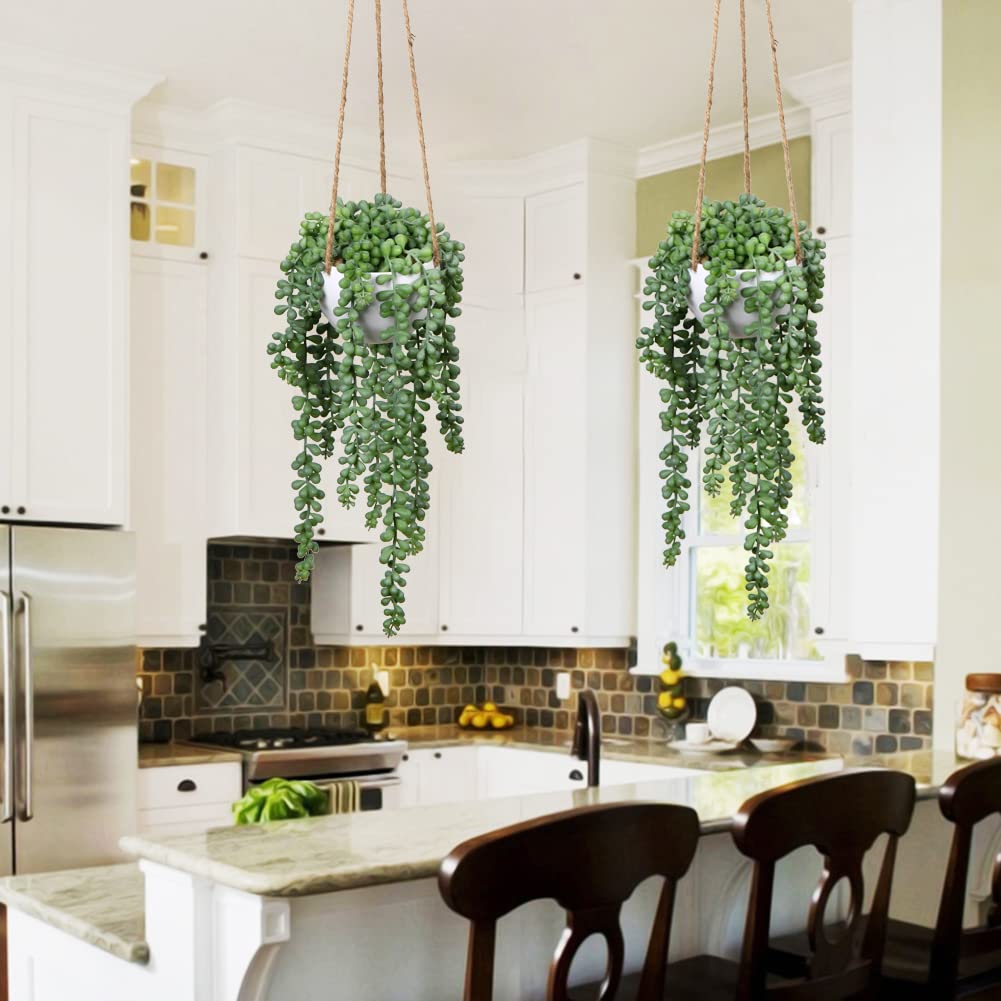 Artificial String of Pearls Hanging Plant