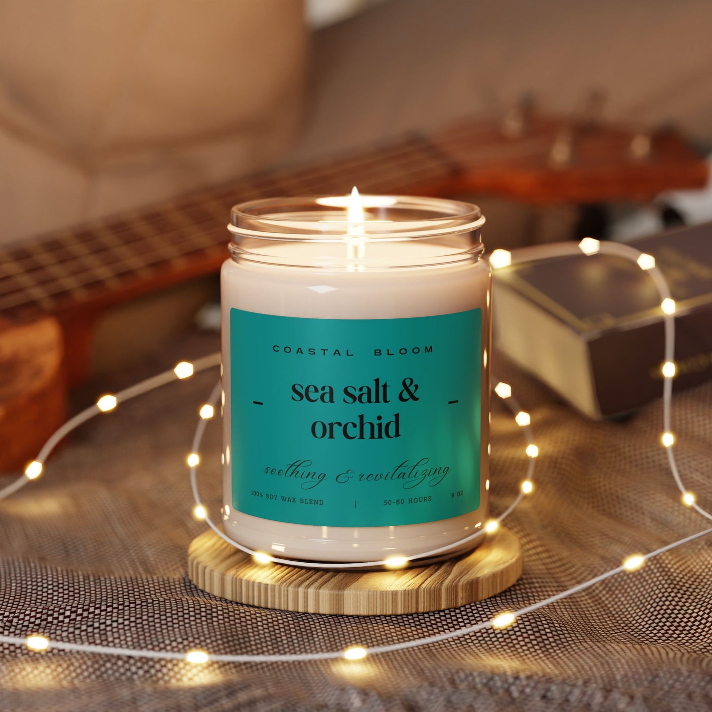 Sea Salt & Orchid Candle - 9oz Scented Soy Wax for Soothing and Revitalizing