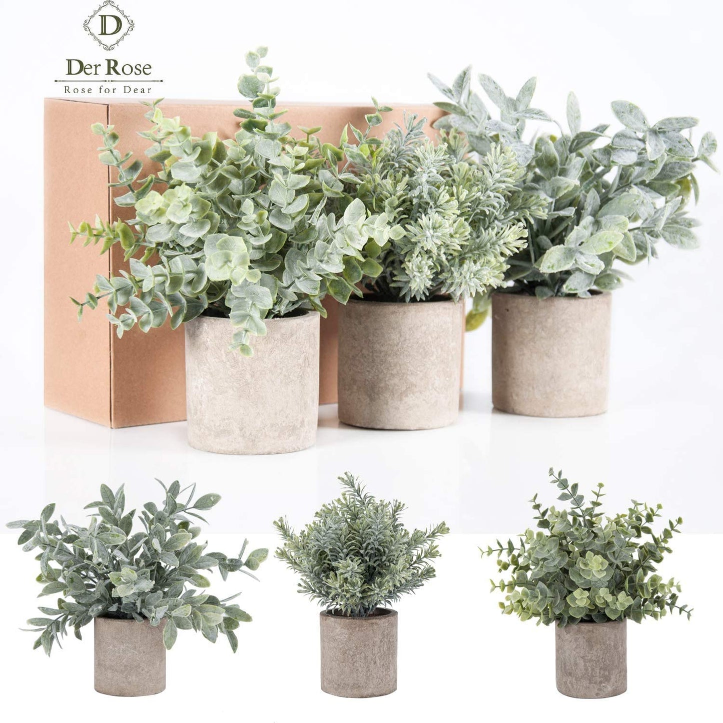 Mini Potted Artificial Plants - 3 pack