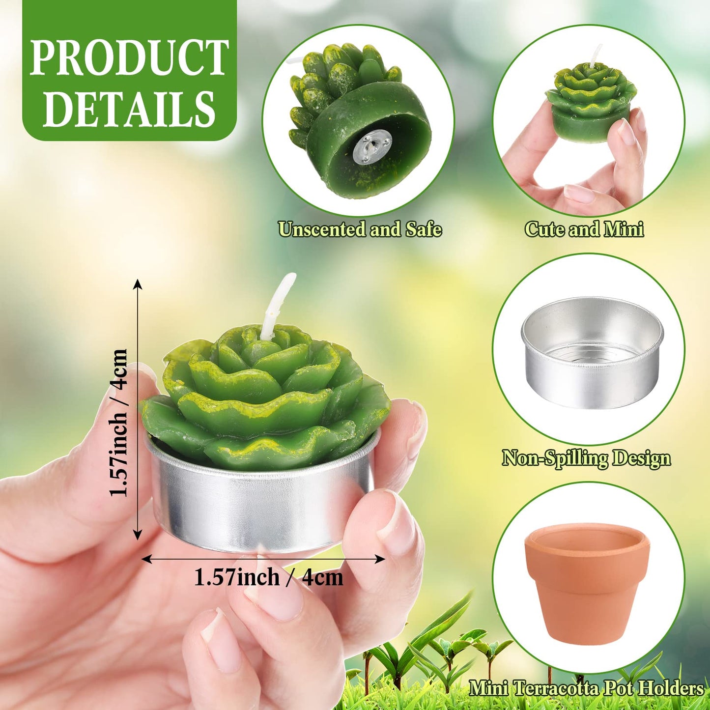 Succulent Cactus 18ea Tealight Candles