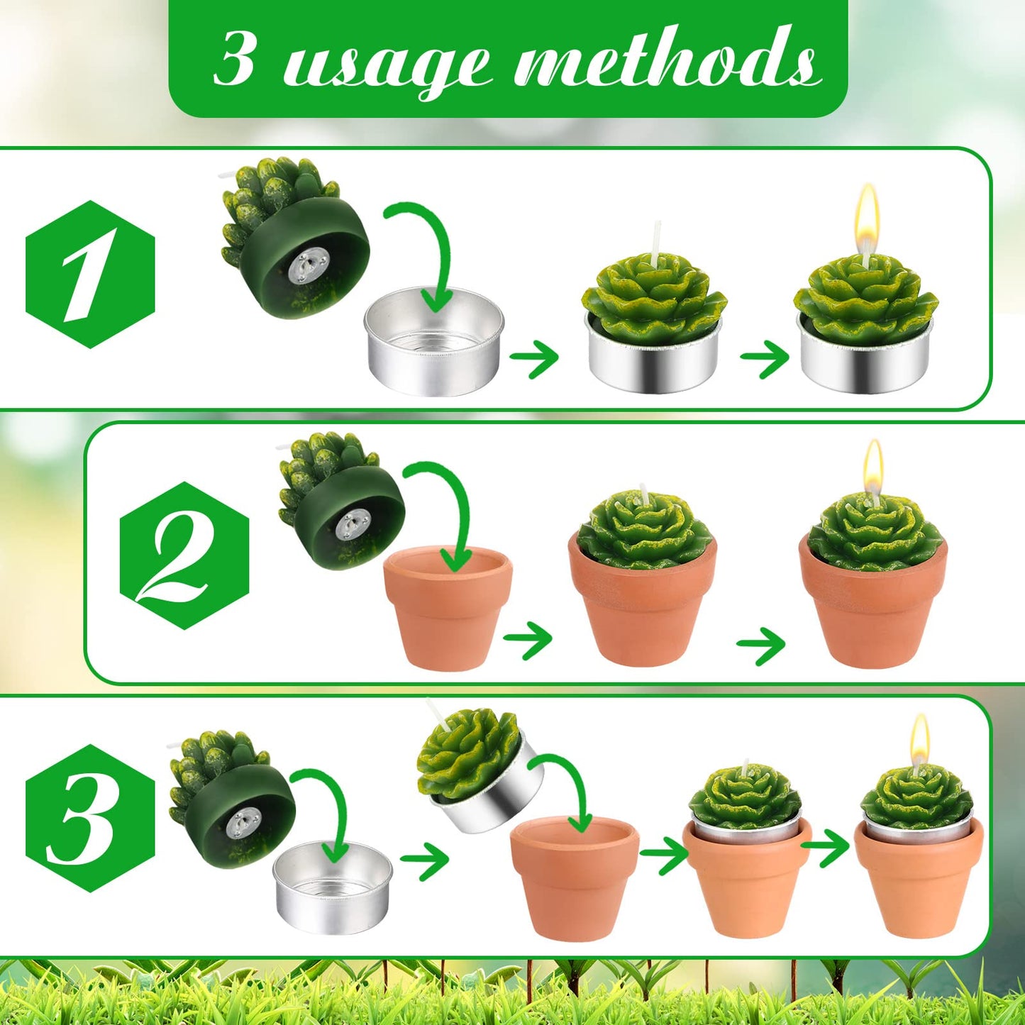 Succulent Cactus 18ea Tealight Candles