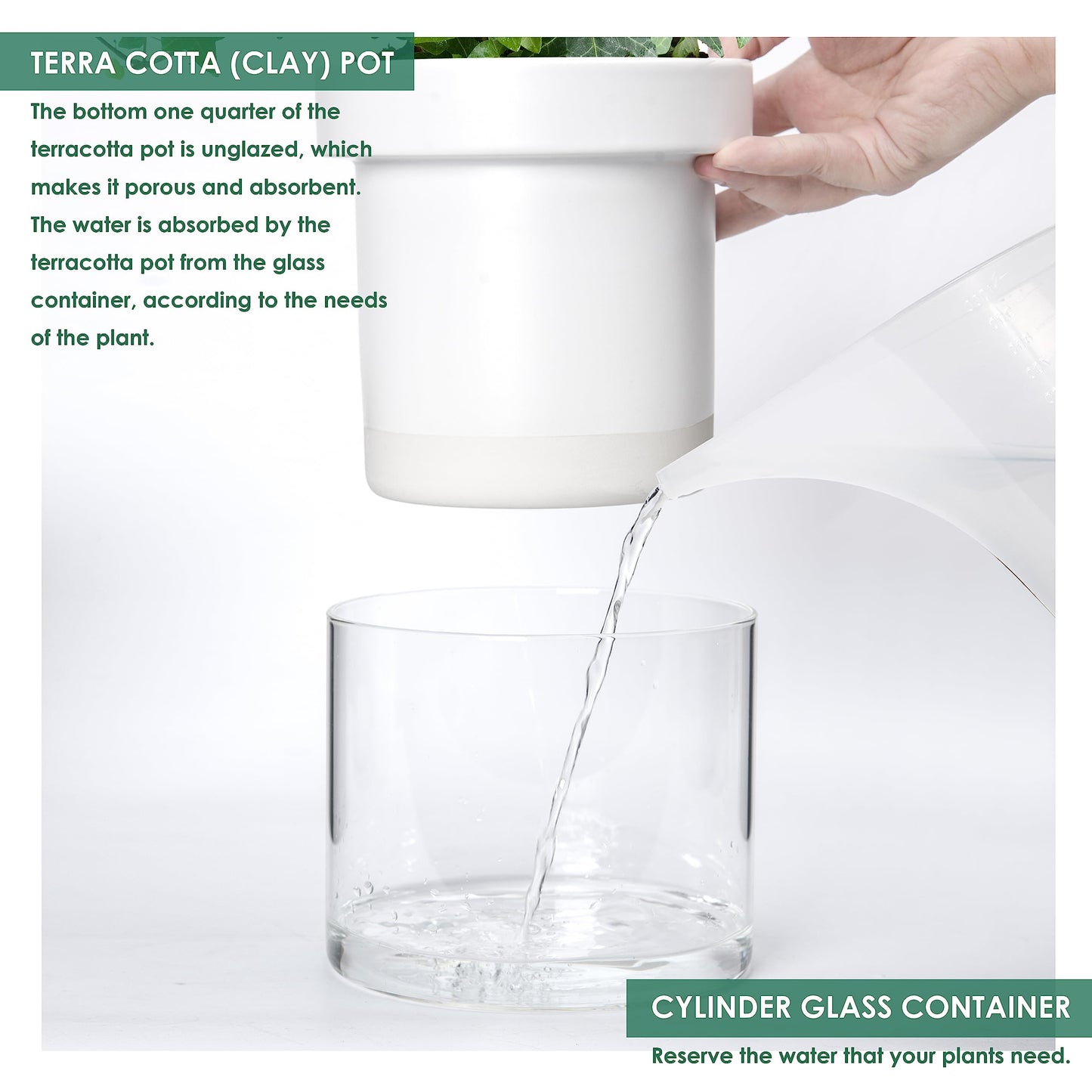 Self Watering Planter Pot Terracotta and Glass