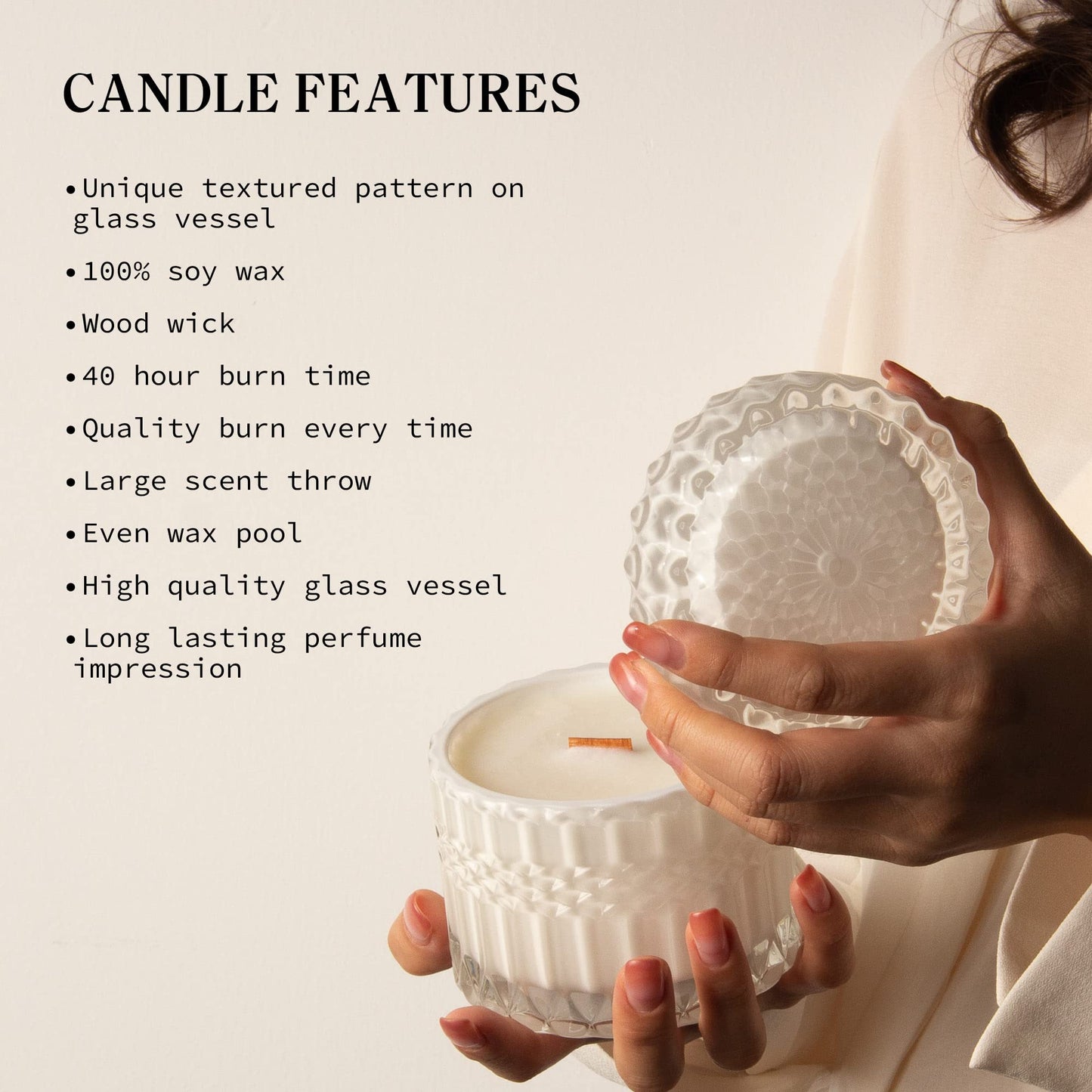 Hidden Label Wood Wick Decorative Candles