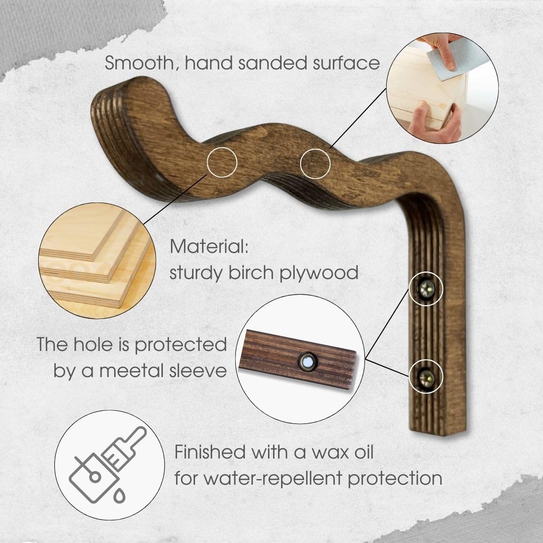 Wavy Wooden Wall Hook 2PCS
