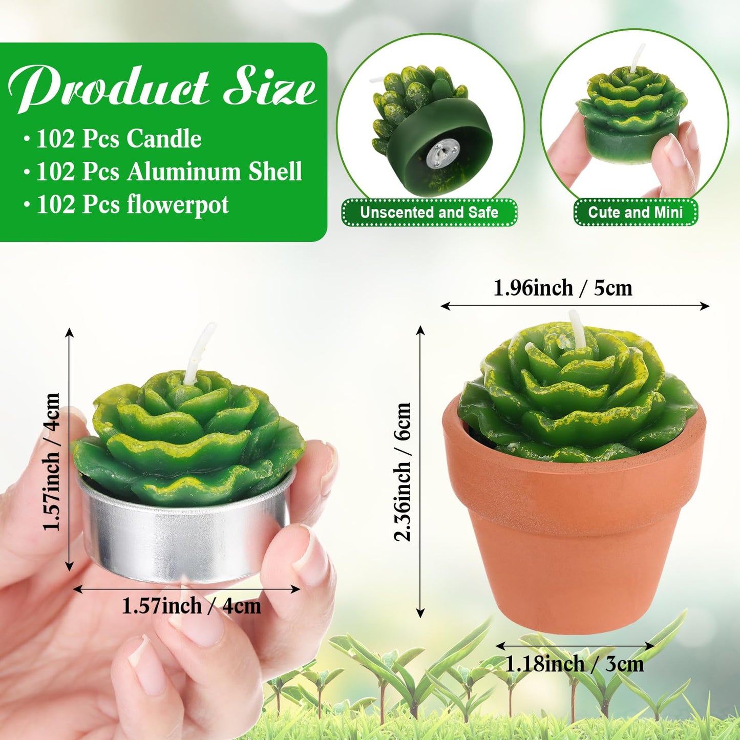 Succulent Cactus 18ea Tealight Candles