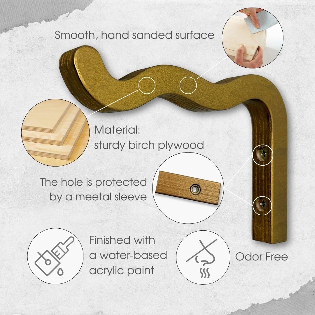 Wavy Wooden Wall Hook 2PCS