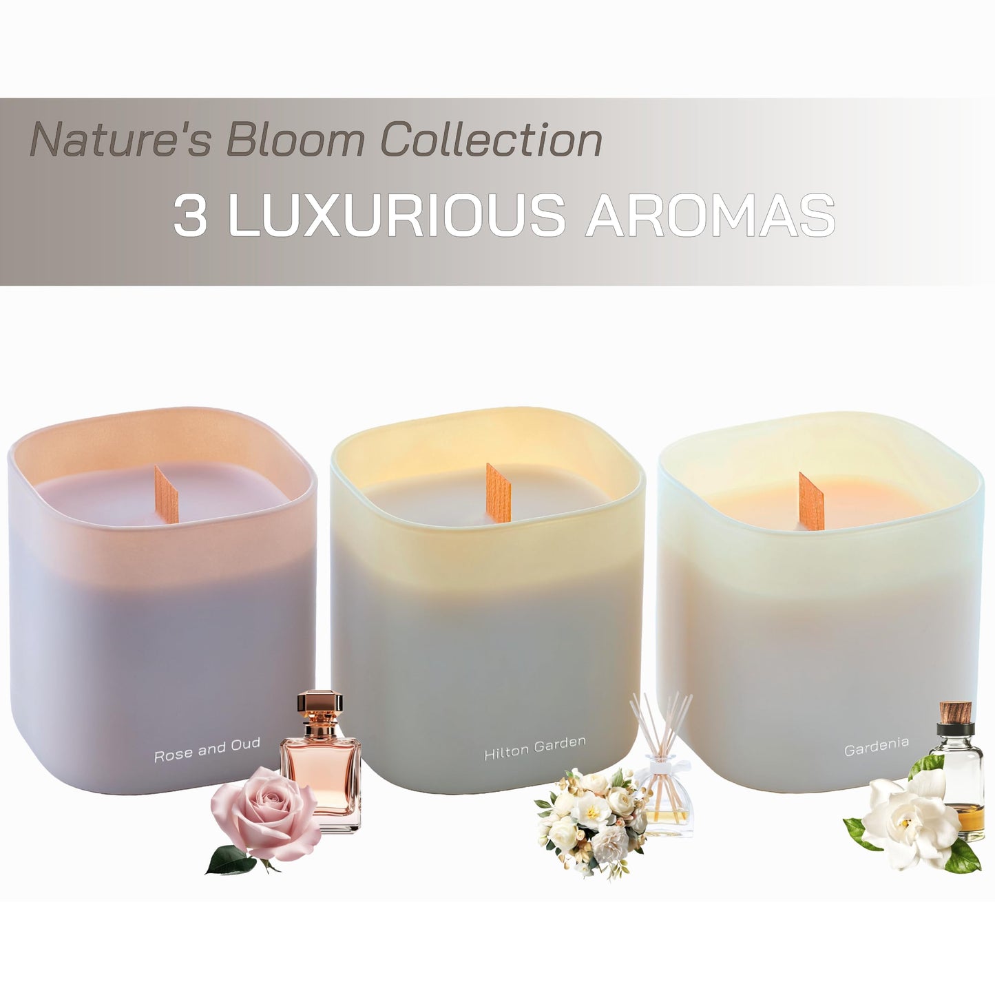Scented Soy Candles Gift Set | Nature's Bloom Collection | 3 Scented Candles