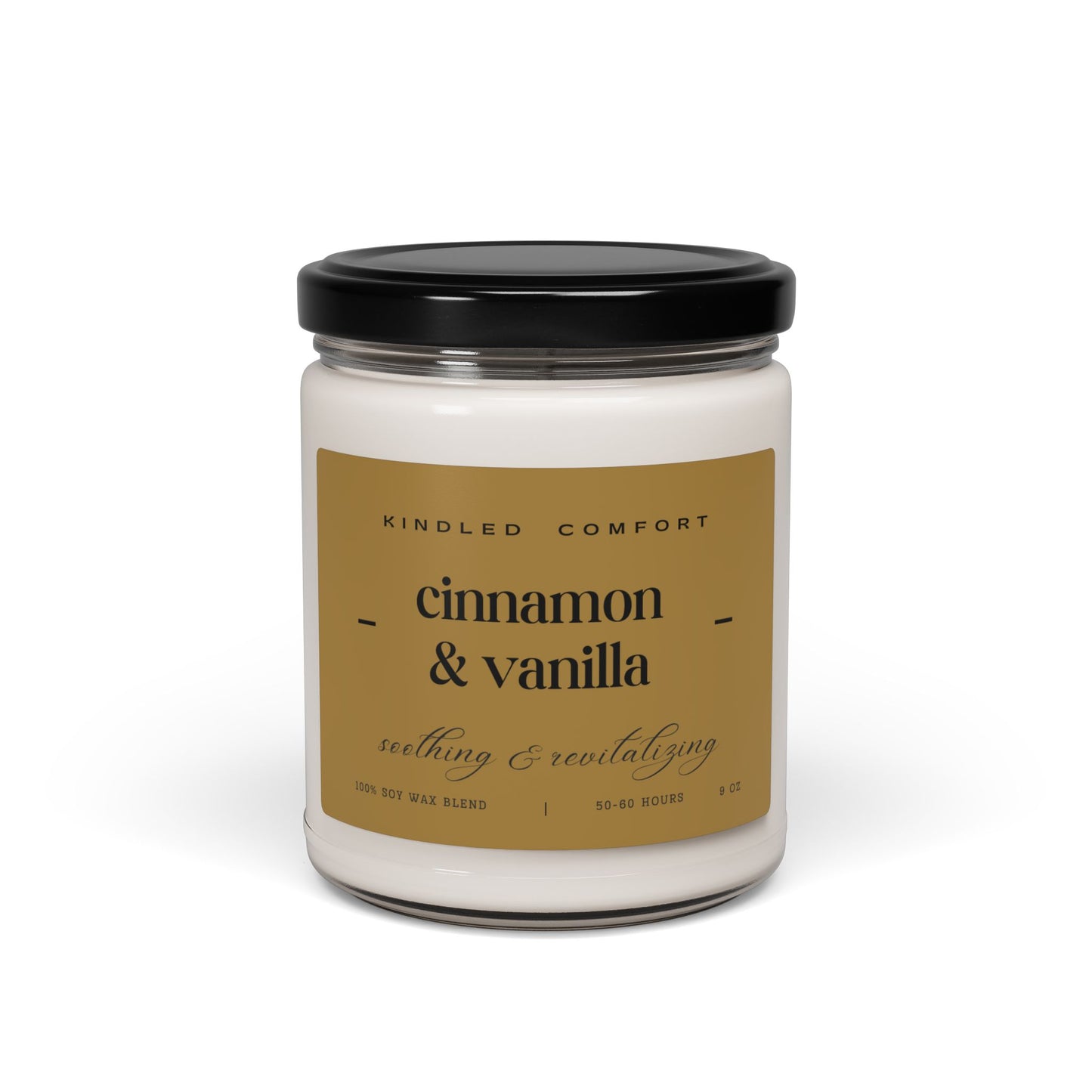 Cinnamon & Vanilla Candle - 9oz Scented Soy Wax for Warmth and Energy
