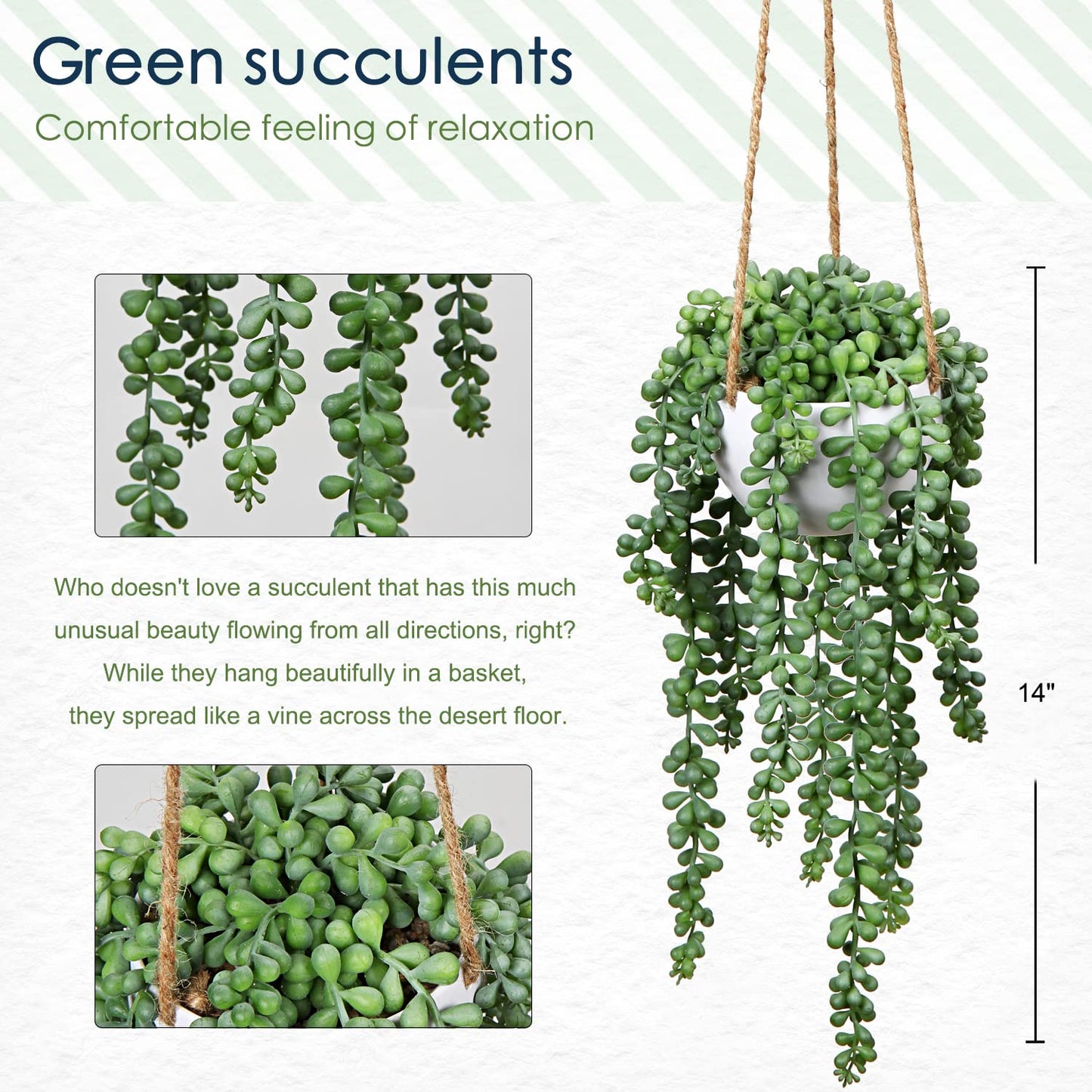 Artificial String of Pearls Hanging Plant