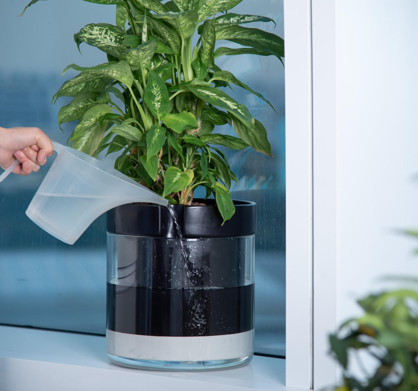 Self Watering Planter Pot Terracotta and Glass