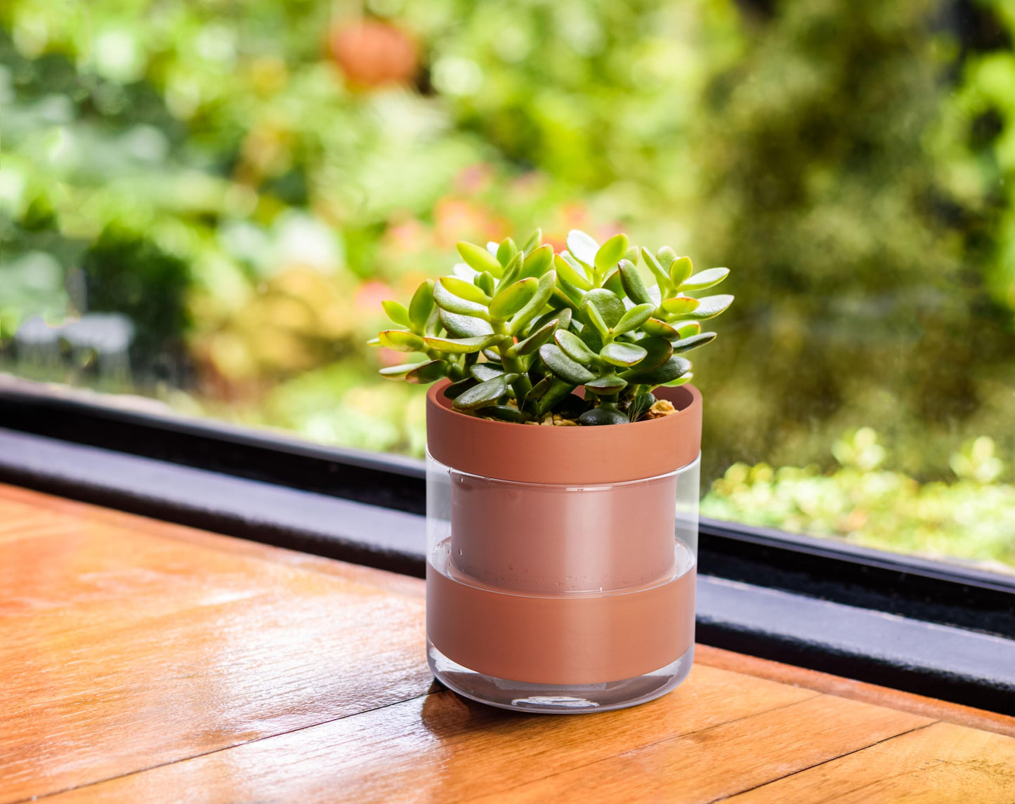 Self Watering Planter Pot Terracotta and Glass