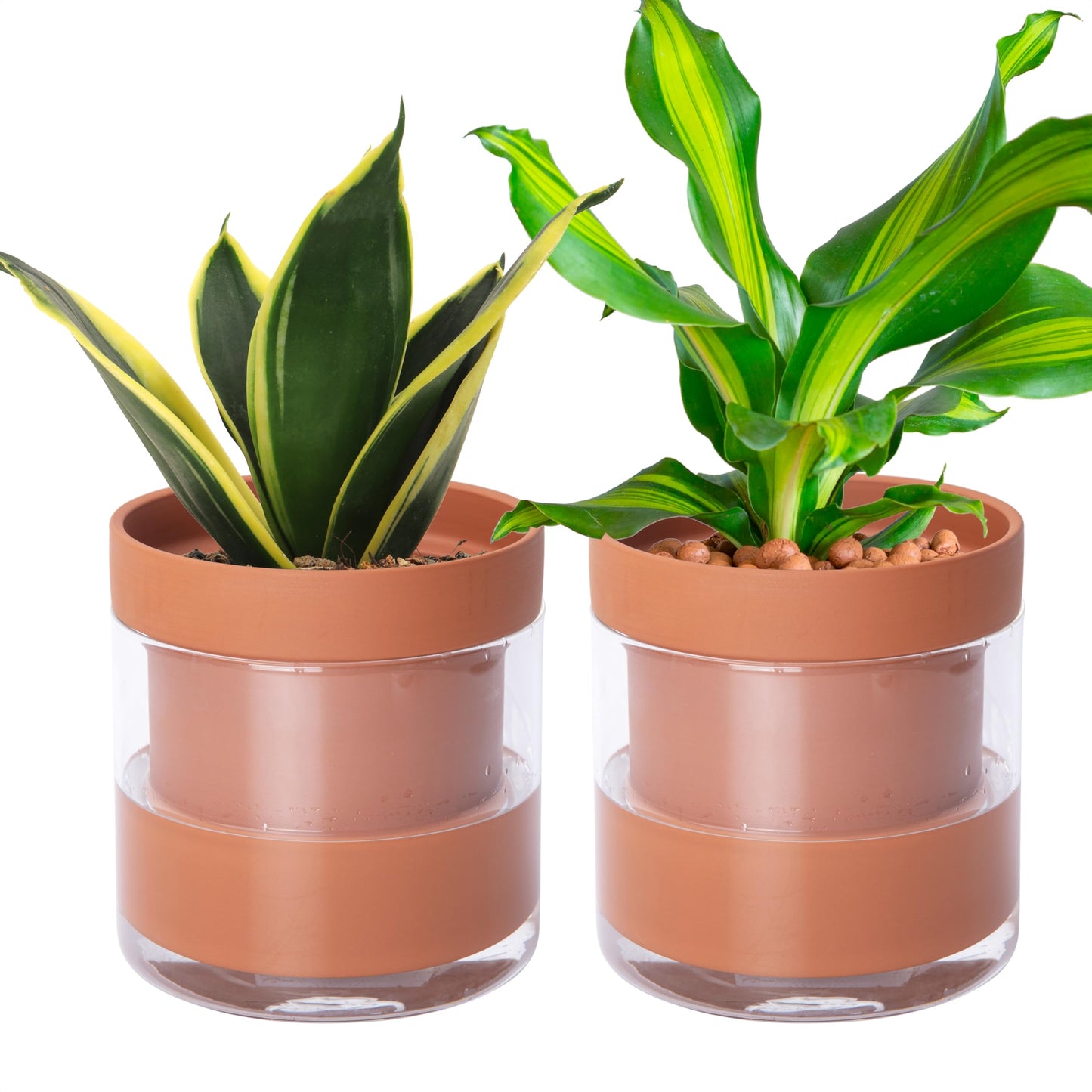 Self Watering Planter Pot Terracotta and Glass