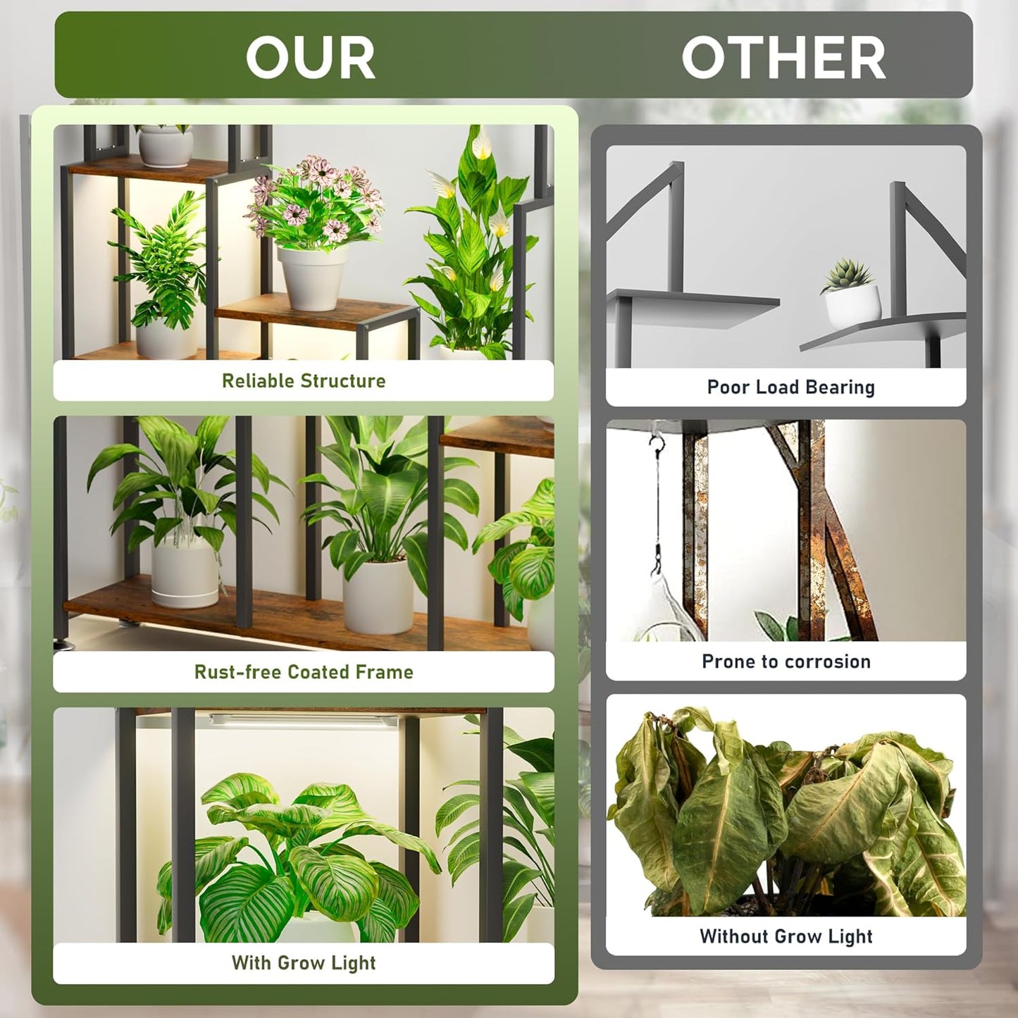 8-Tier Plant Stand with Grow Lights
