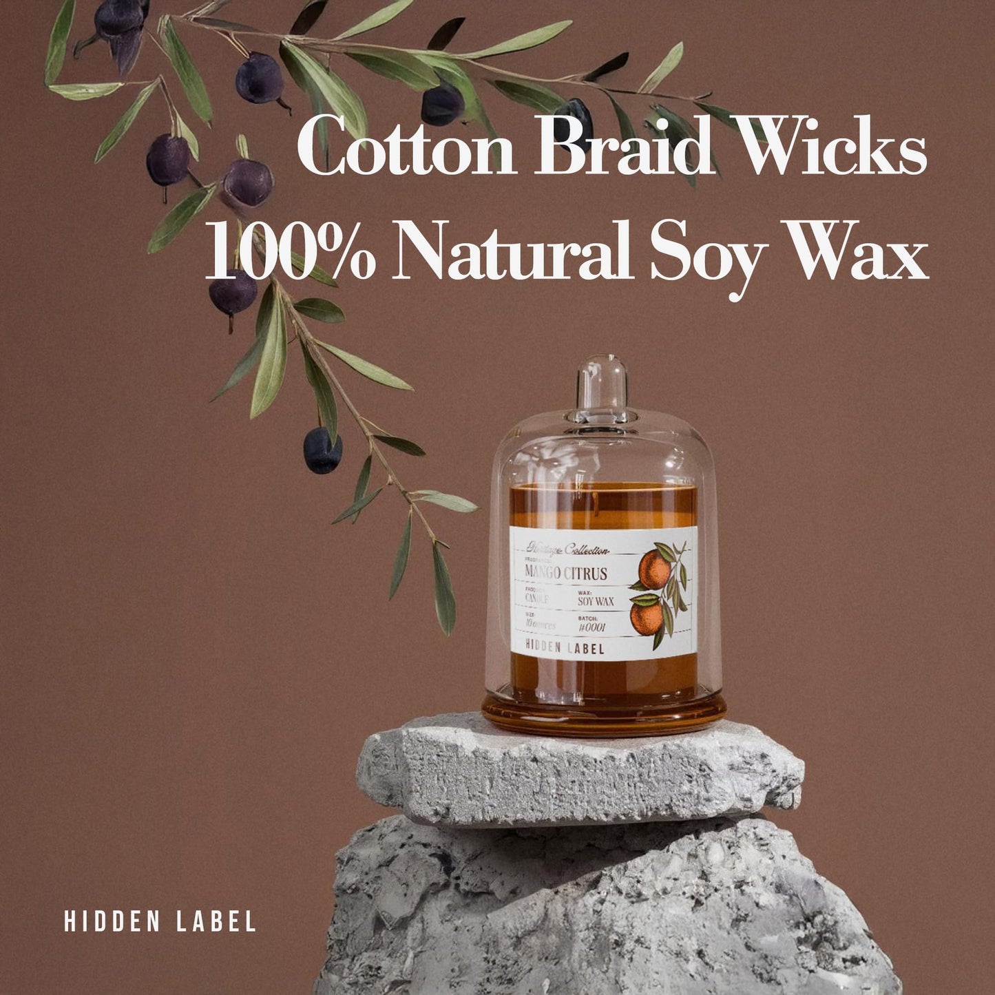 Glass Cloche Natural Soy Aromatherapy Candle