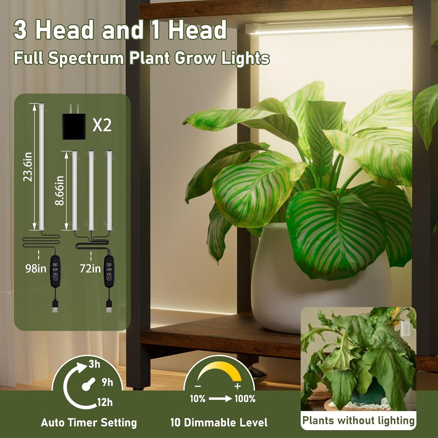 8-Tier Plant Stand with Grow Lights