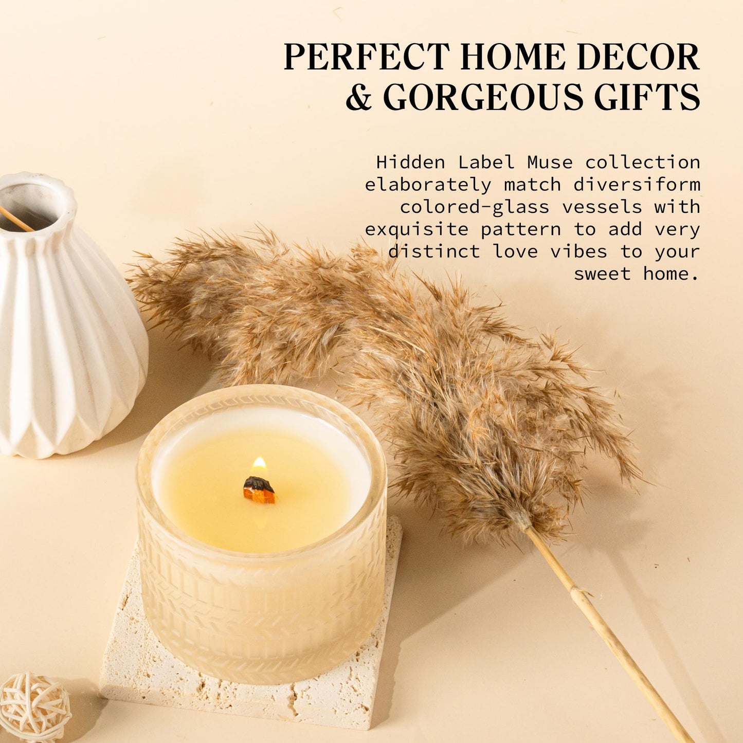 Hidden Label Wood Wick Decorative Candles