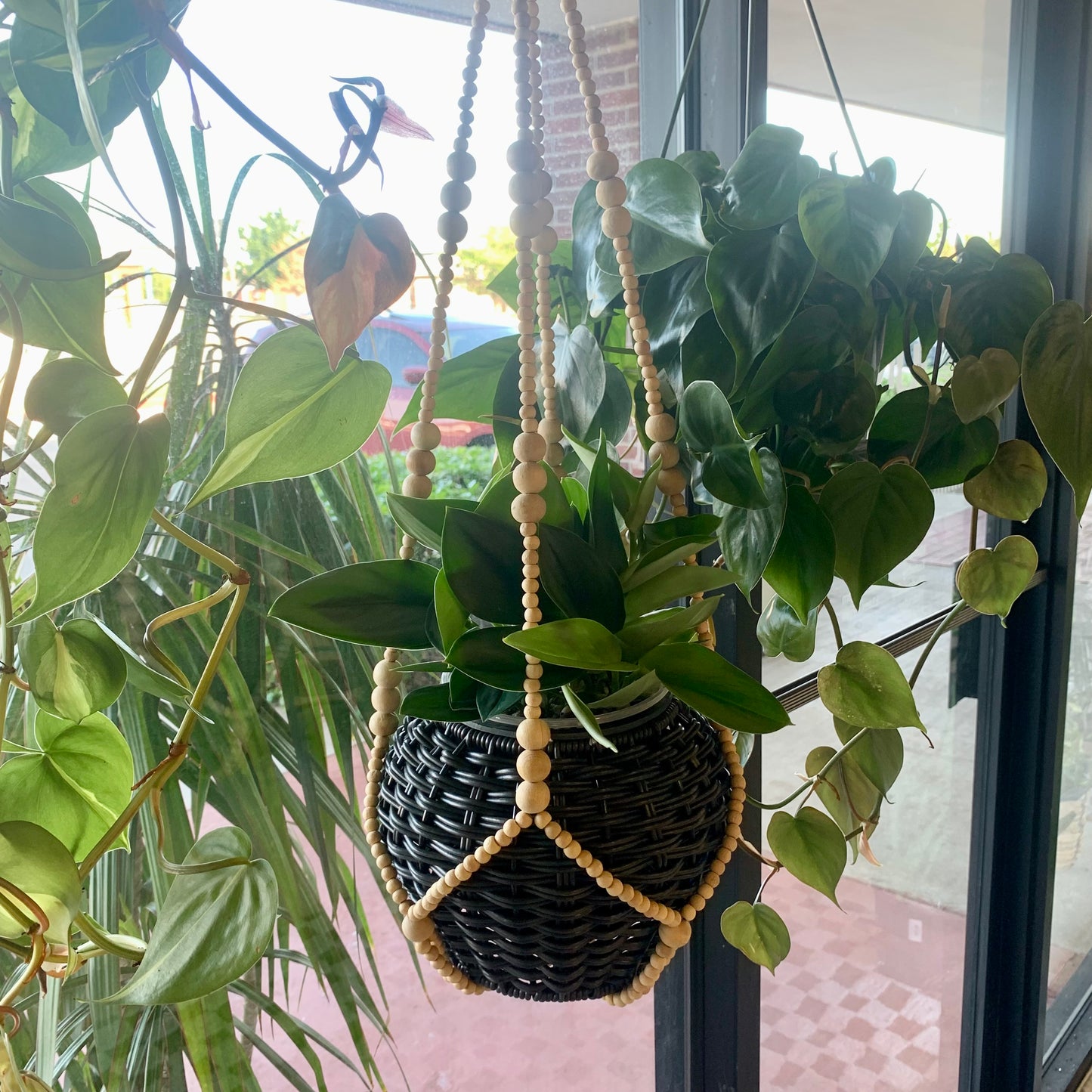 Wood Bead Plant Hanger
