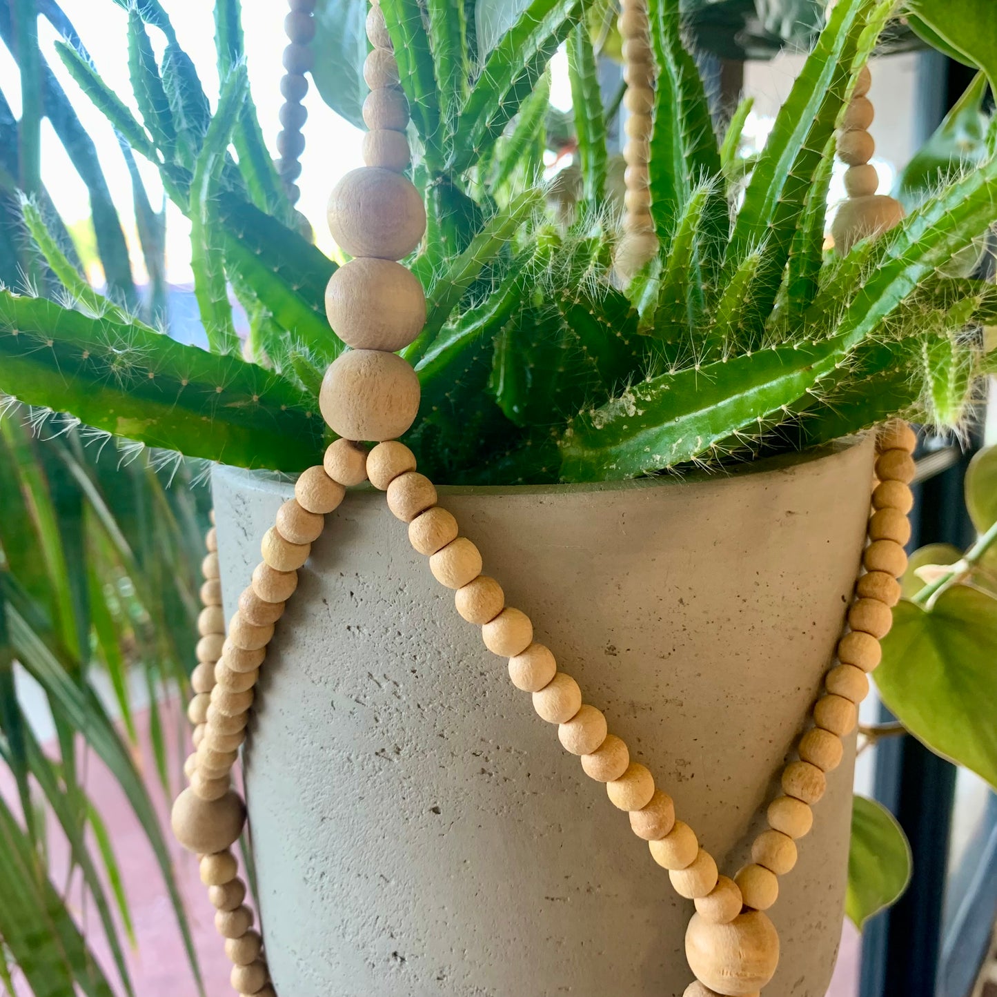 Wood Bead Plant Hanger