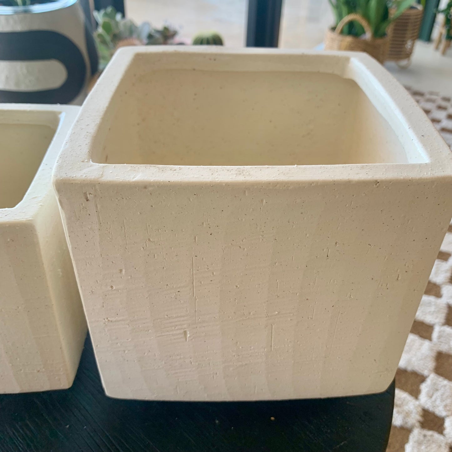 Square White Planter