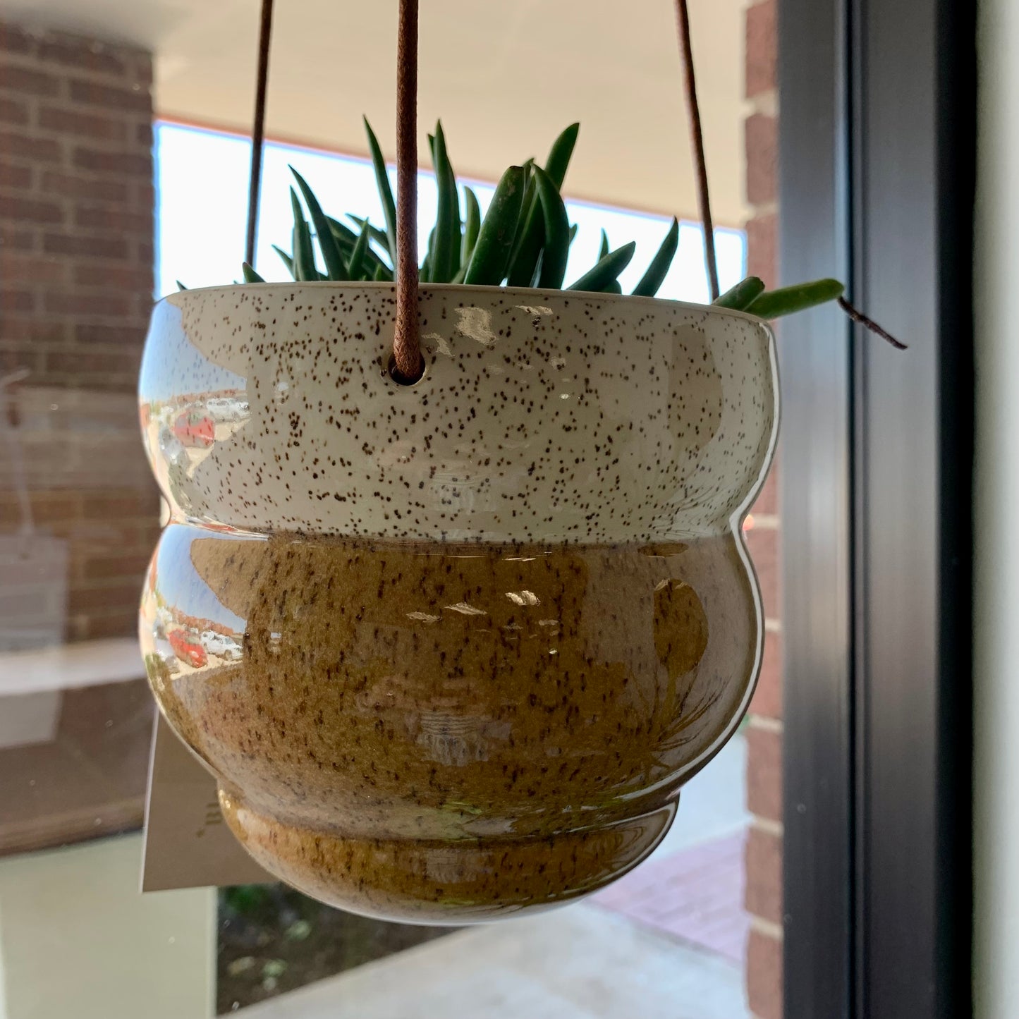 Hanging Stoneware Planter w/ Cotton Hanger