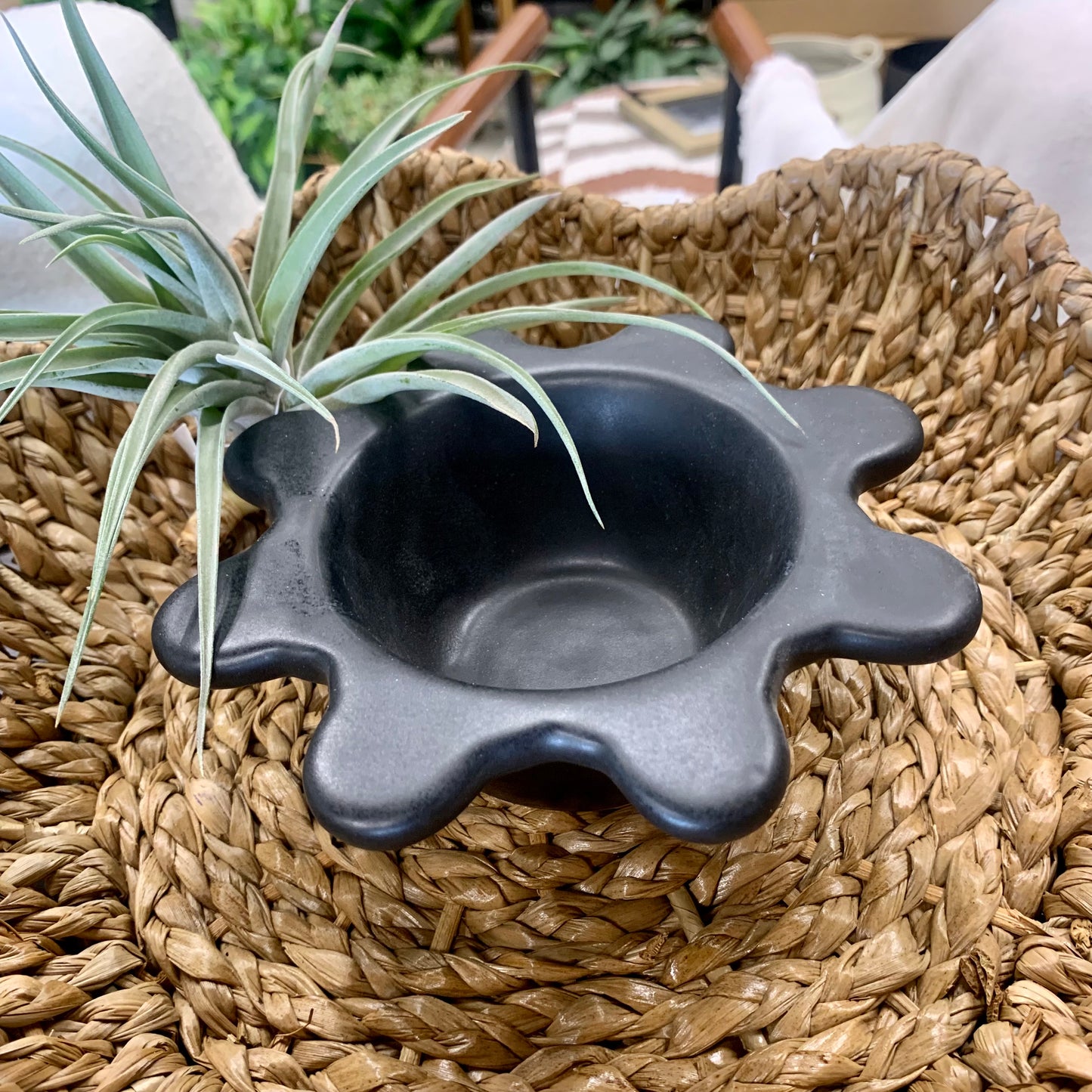 Matte Black Abstract Bowl