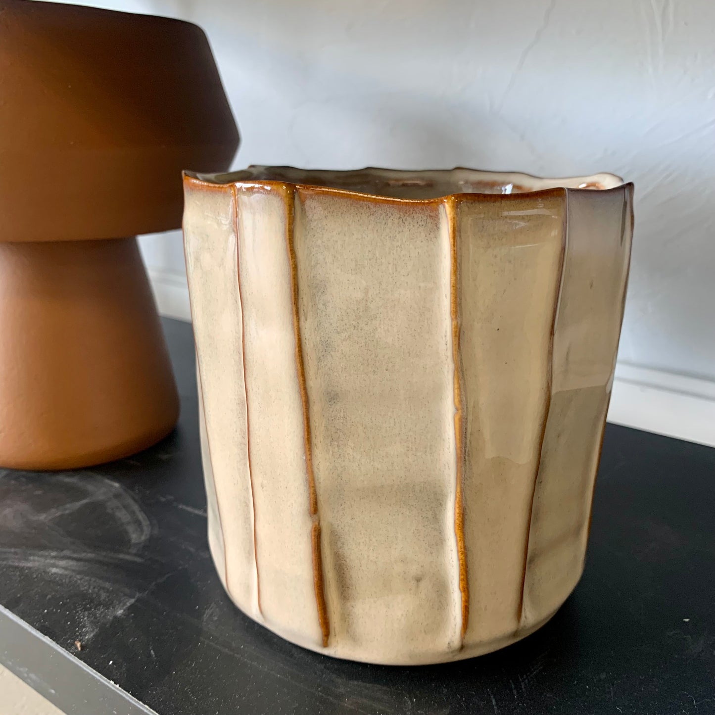 Stoneware Pleated Planter