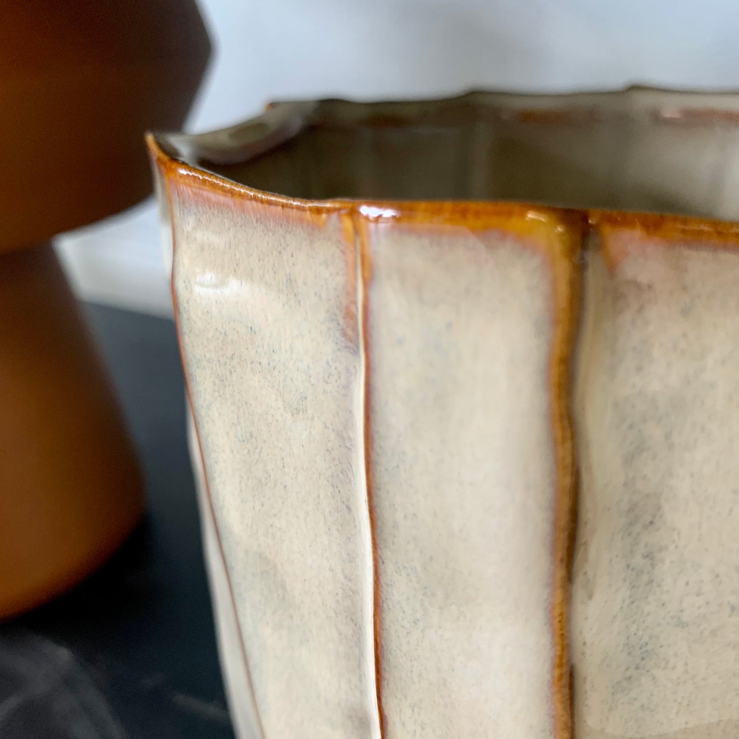 Stoneware Pleated Planter