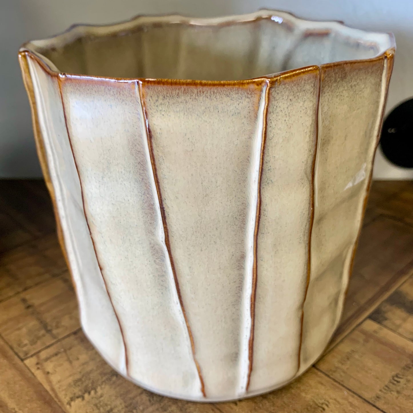 Stoneware Pleated Planter