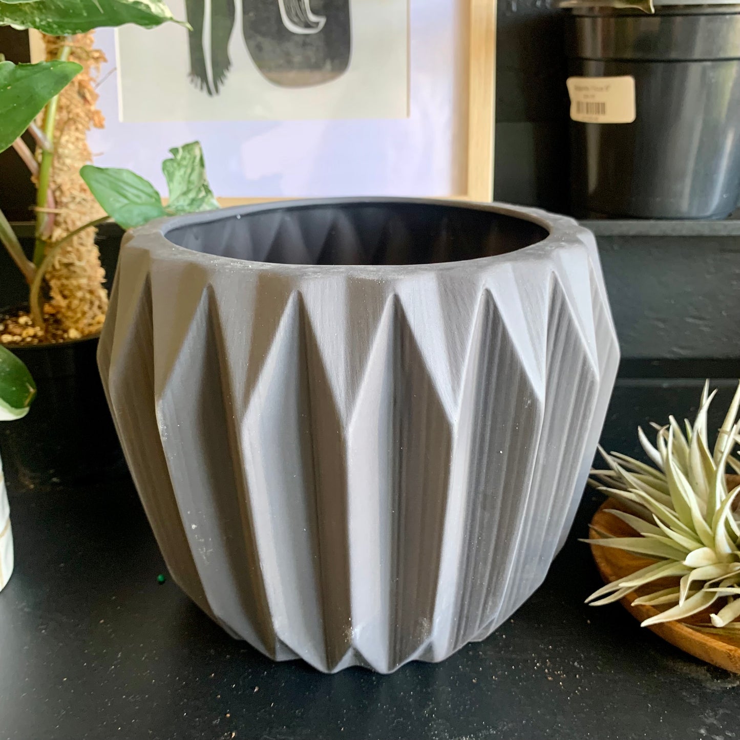 Matte Black Fluted Planter