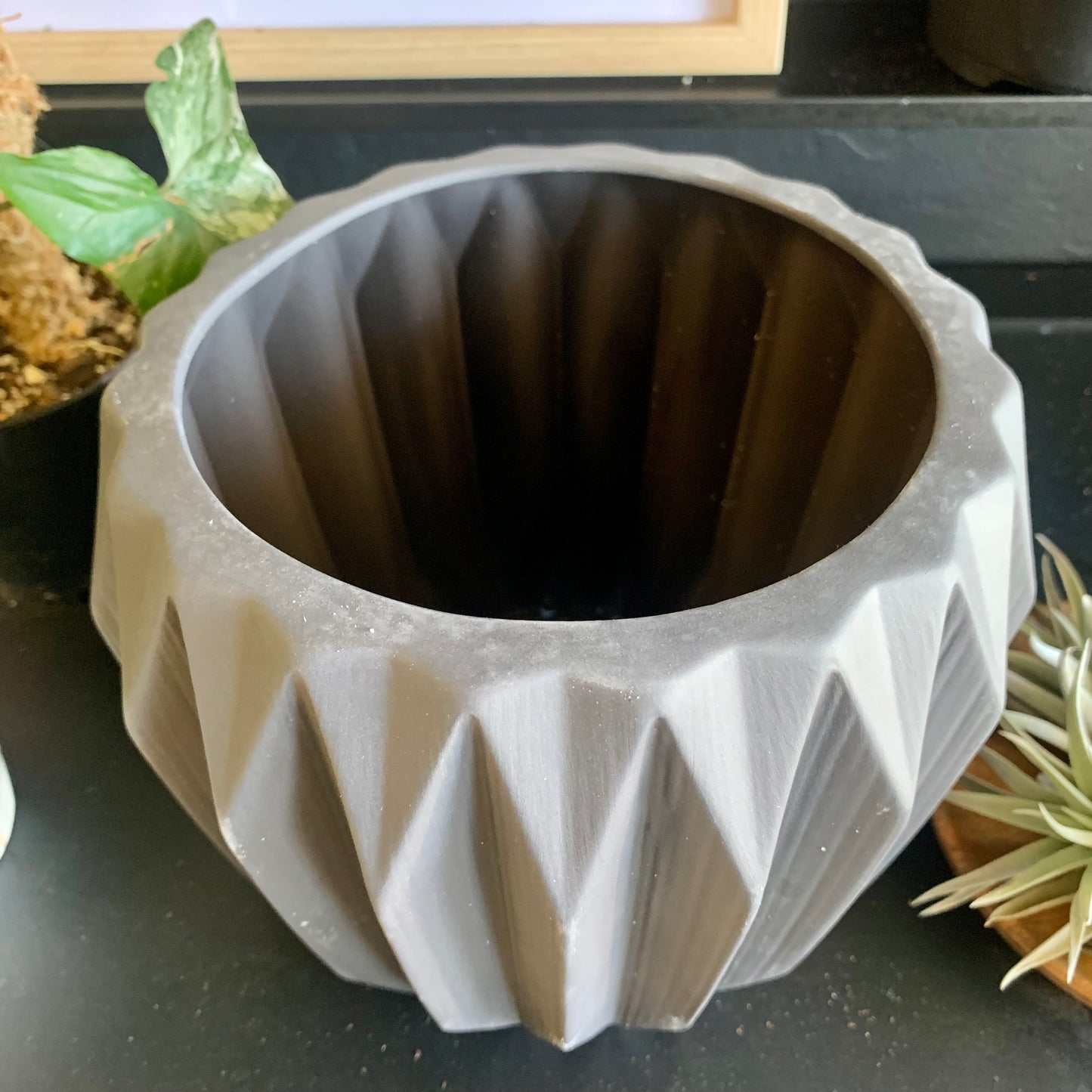 Matte Black Fluted Planter