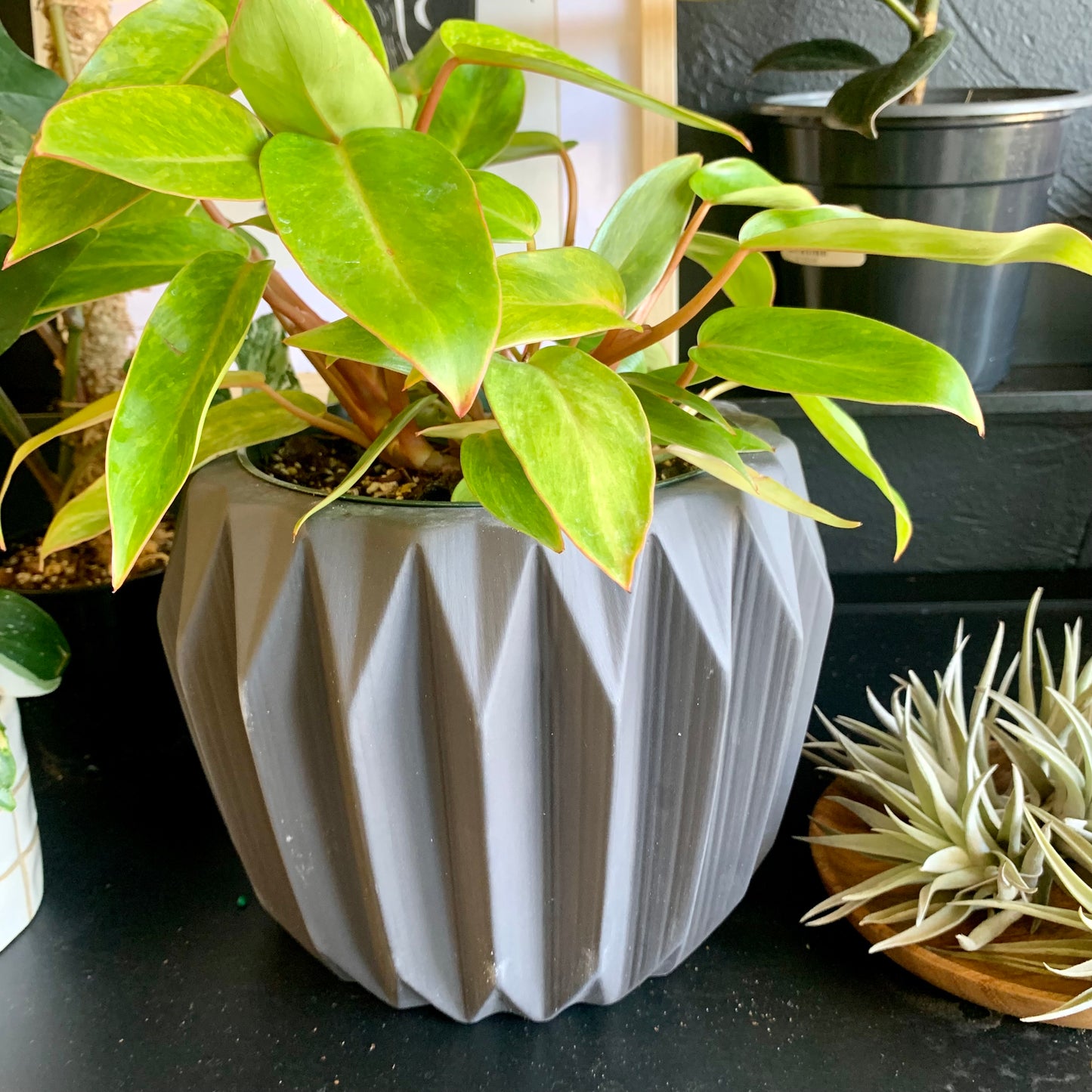 Matte Black Fluted Planter