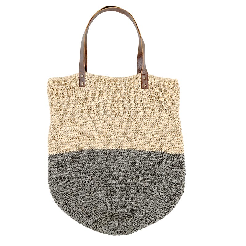 Color Block Jute Tote