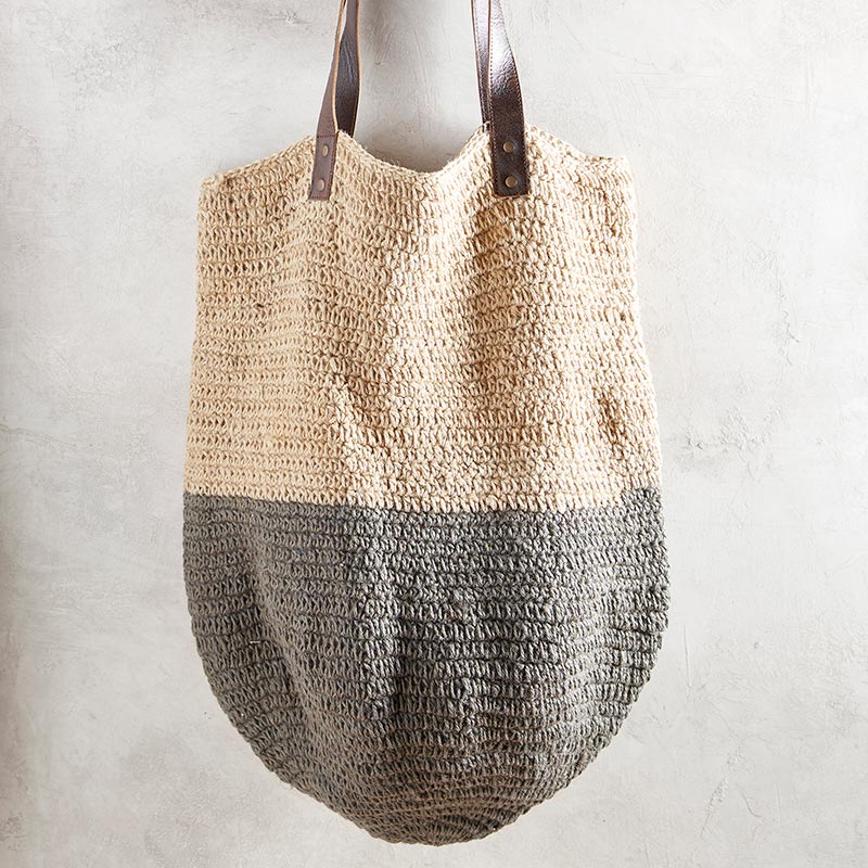 Color Block Jute Tote