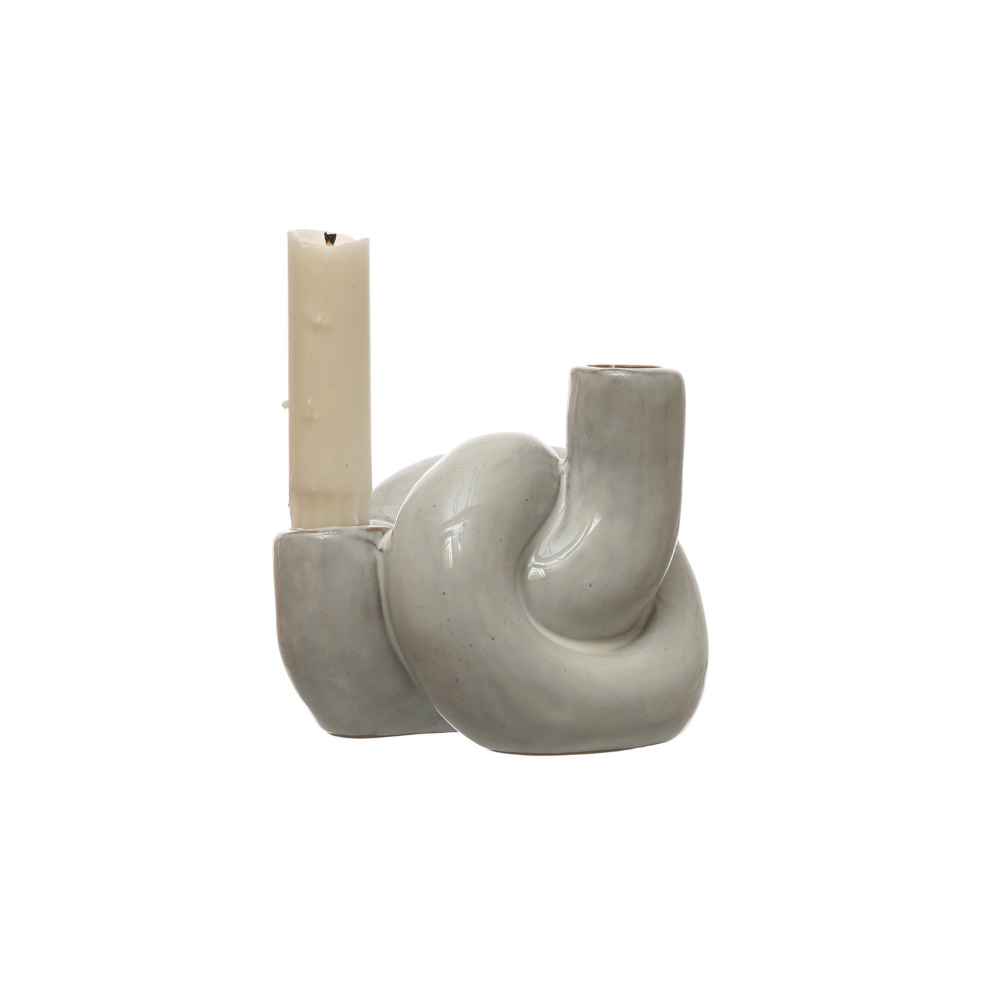 Stoneware Double Taper Holder