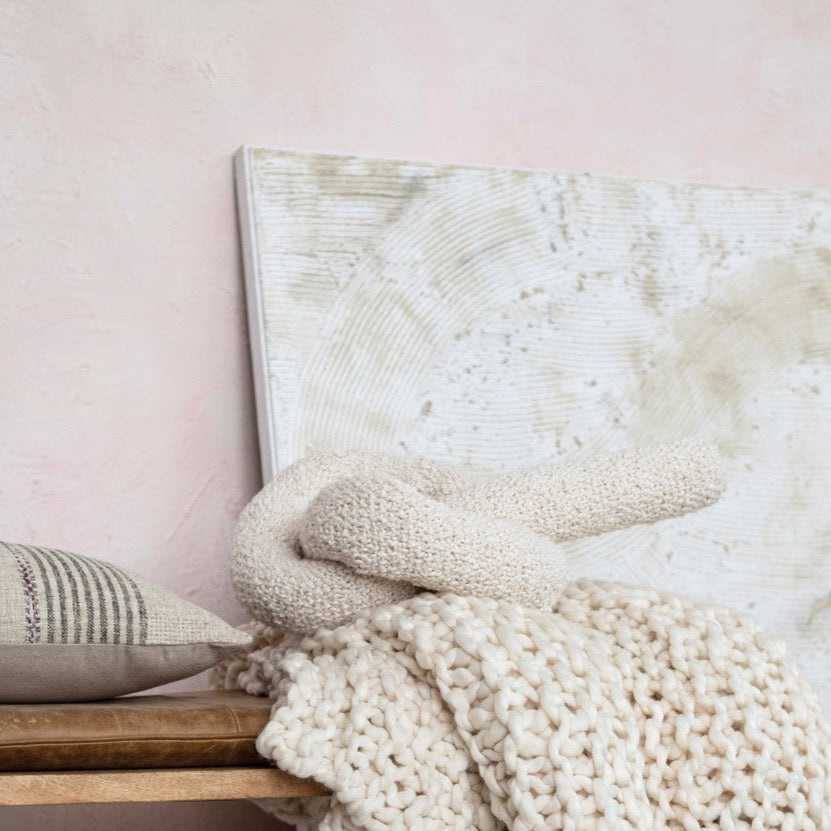 Woven Cotton Bouclé Knot Pillow