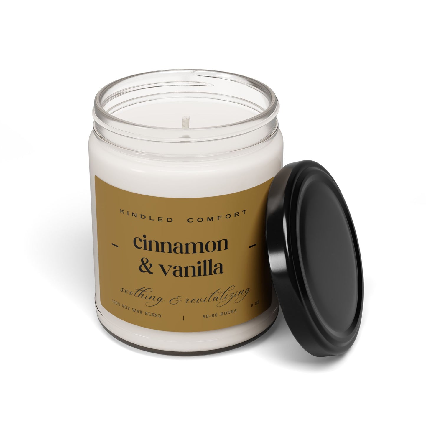 Cinnamon & Vanilla Candle - 9oz Scented Soy Wax for Warmth and Energy