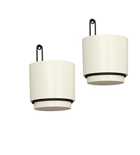 Wall Mounted Hanging Planter Vase & Geometric Wall Decor Polypropylene Container - Dia.5.91" - Sylinder Shape, White, Set of 2