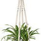 Mkono Macrame Plant Hanger Indoor Hanging Planter Basket with Wood Beads Decorative Flower Pot Holder No Tassels for Indoor Outdoor Boho Home Decor 35 Inch, Ivory, Set of 1 (POTS NOT Included)