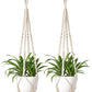 Mkono Macrame Plant Hanger Indoor Hanging Planter Basket with Wood Beads Decorative Flower Pot Holder No Tassels for Indoor Outdoor Boho Home Decor 35 Inch, Ivory, Set of 1 (POTS NOT Included)