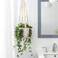 Mkono Macrame Plant Hanger Indoor Hanging Planter Basket with Wood Beads Decorative Flower Pot Holder No Tassels for Indoor Outdoor Boho Home Decor 35 Inch, Ivory, Set of 1 (POTS NOT Included)