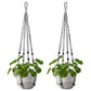 Mkono Macrame Plant Hanger Indoor Hanging Planter Basket with Wood Beads Decorative Flower Pot Holder No Tassels for Indoor Outdoor Boho Home Decor 35 Inch, Ivory, Set of 1 (POTS NOT Included)